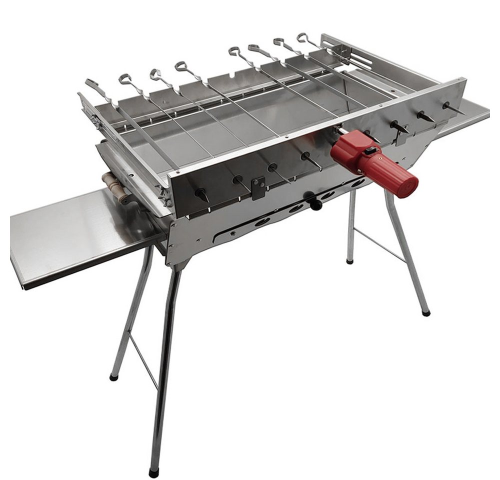 Grillpeter Holzkohlegrill Mangal Edelstahl 2 mm Schaschlickgrill Set mit Spießdreher und Spieße von Grillpeter