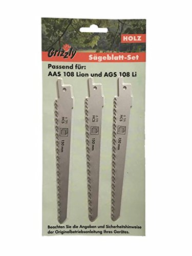 Grizzly Tools Sägeblatt-Set Holz passend für Mr. Gardener AGS 108 Li (3 St.) von Grizzly Tools