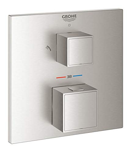 GROHE Grohtherm Cube | Brause-& Duschsysteme - Thermostat mit integrierter 2-Wege-Umstellung für Dusche | Einlochmontage für freistehende Waschschüsseln | supersteel | 24154DC0 von Grohe