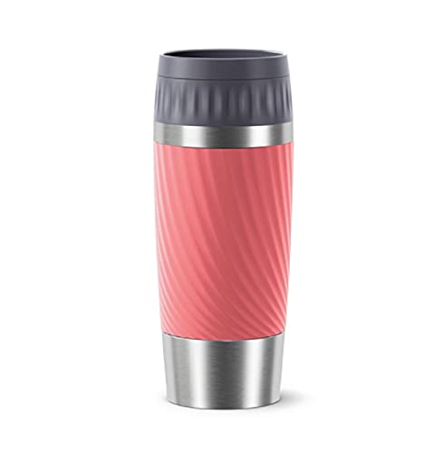 Emsa Thermobecher 360 ml Travel Mug, Für unterwegs, Luft und Wasserdicht (Isolierbecher mit doppelwandigem Edelstahlkörper, BPA frei, Spülmaschinenfest), auslaufsicher, Koralle von Group SEB
