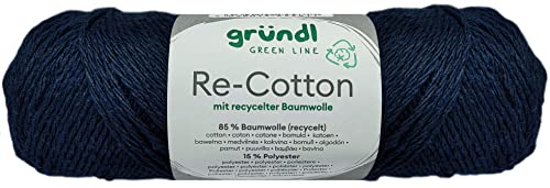 100 Gramm Gründl Re-Cotton mit recycelter Baumwolle (09 Nachtblau) von Gründl