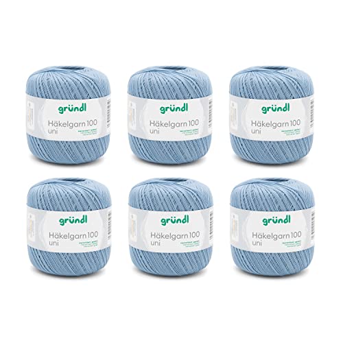 Gründl 100 Häkelgarn, Baumwolle, jeansblau, 6 x 100 g von Gründl