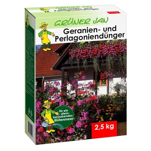 7x 2,5kg Grüner Jan Geranien- und Pelargoniendünger Zierpflanzen Blumen düngen von Grüner Jan