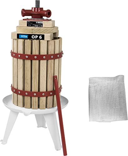 Güde 30001 Obstpresse OP 6 (Saftpresse und Beerenpresse, mechanische Presse inklusive Pressnetz 6 Liter, Holzfarbe, Braun) von Güde