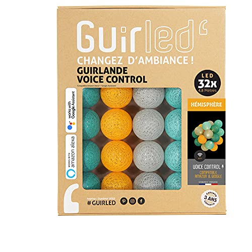 GuirLED - LED Baumwollkugeln Lichterkette WIFI USB - Sprachsteuerung - Connected Home - Amazon Alexa & Google Assistant - 2xUSB-Netzadapter enthalten - 32 Kugeln 3,2m - Halbkugel von GuirLED