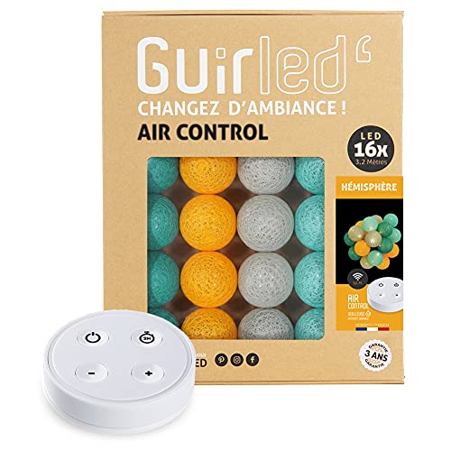 GuirLED - LED Baumwollkugeln Lichterkette USB - Drahtlose Fernbedienung - Baby Nachtlicht 2h - Dual USB 2A Netzteil enthalten - 4 Intensitäten – 16 Kugeln 1.6m - Halbkugel von GuirLED