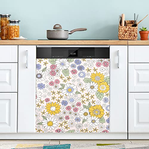 Geschirrspüler-Magnetabdeckung mit Blumenmuster, Vintage, magnetisch, dekorative Spülmaschinen-Abdeckungen für die vordere Kühlschranktür von GuoChe