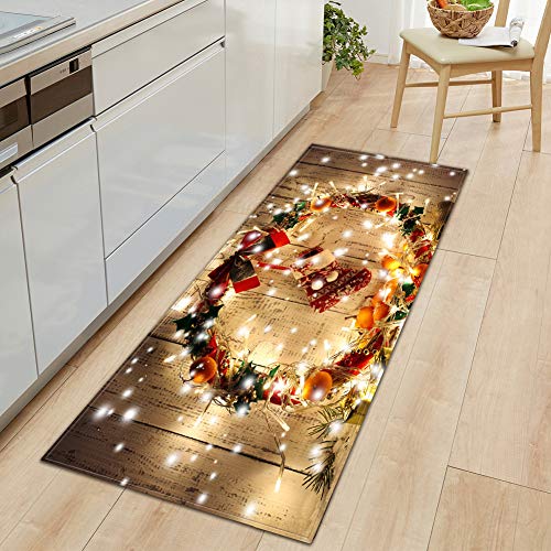 GUOCU Weihnachtsteppich Weihnachten Area Rug Türmatte Kurzflor Fußmatte rutschfeste Badteppiche Badematte Sofa Matte Plüsch Teppich fürs Wohnzimmer Schlafzimmer Küche Home Teppiche Decor Z 60x180CM von GUOCU