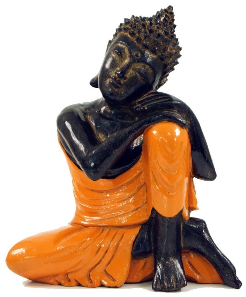Guru-Shop Buddhafigur Geschnitzte sitzender Buddha Figur, träumender.. von Guru-Shop