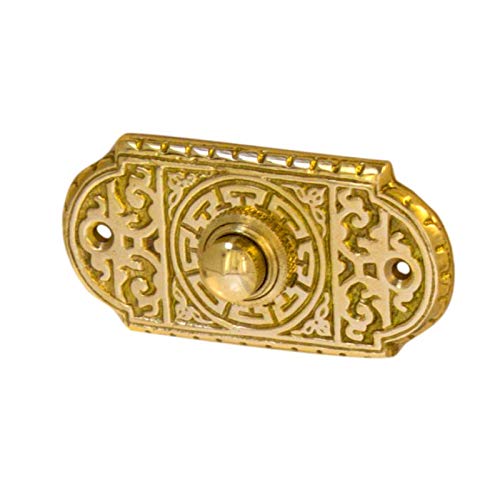 Antik Türklingel, B9151, aus Messing poliert, mit Klingelplatte und Klingeltaster - handgefertigt nach antiken Vorlagen von Gussmeister