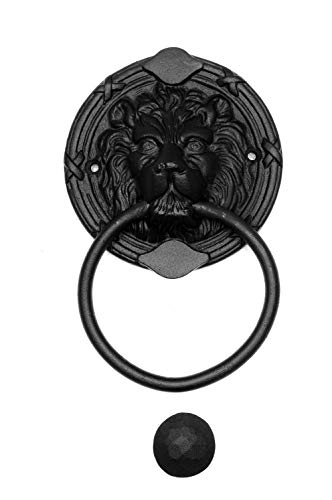 Türklopfer antik, Löwenkopf groß rund, handgefertigt aus Eisen, schwarz, EW014 von Gussmeister