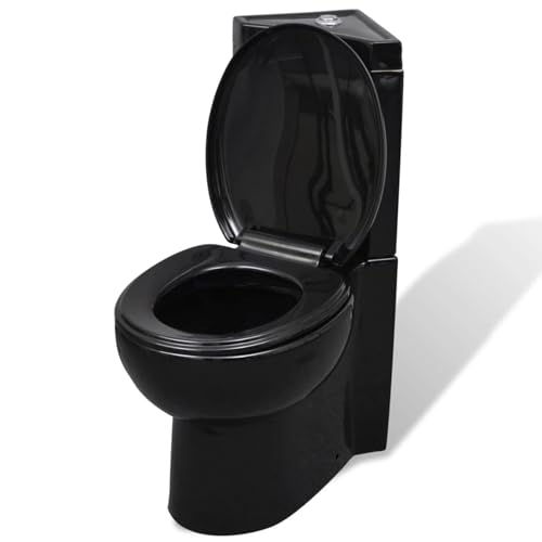 GuyAna Toilette für Ecke Keramik Schwarz Wc Komplettset ErhöHtes Stand Wc ToilettenschüSsel von GuyAna