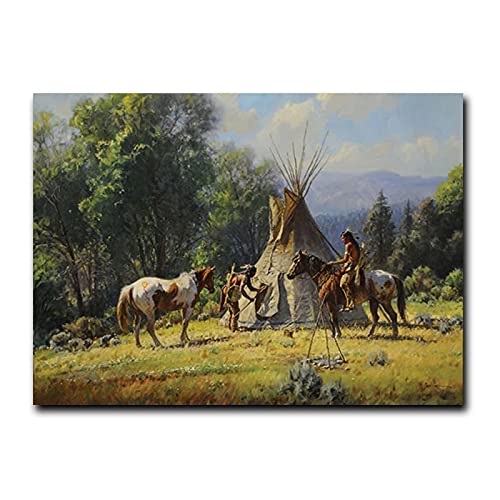 Abstrakte Native Indian Horse Leinwand Malerei Tier Poster und Drucke Wandkunst Bild für Wohnzimmer Dekoration 70x90cm Rahmenlos von Guying Art