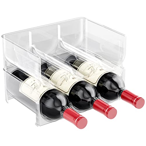 Gvolatee 2er-Set Flaschenregal – stapelbare Aufbewahrung für Weinflaschen und andere Getränke – modernes Weinregal aus Kunststoff für 6 Flaschen – transparent von Gvolatee