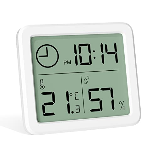 Gvolatee Hygrometer Indoor Mini Digital Thermometer Indoor Humidity Meter Hydrometer Moisture Digital with High Accuracy, Thermal Hygrometer for Living Room, Baby Room, Office (White) von Gvolatee