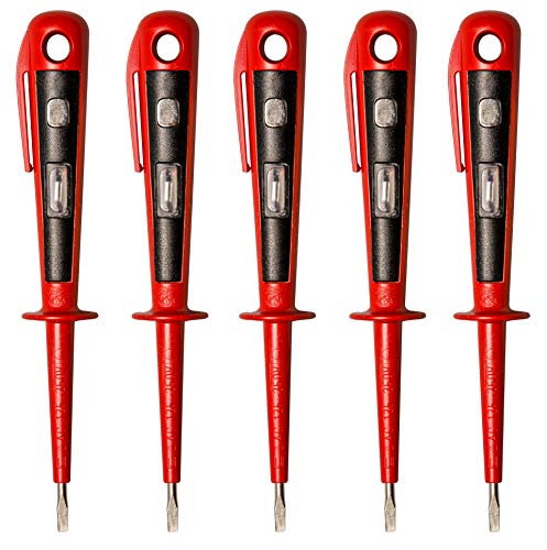 H + H Werkzeug 45400 5 x 45400 Europrüfer/Spannungsprüfer/Phasenprüfer bis 250V GS geprüft nach VDE 0680 Made in Germany, rot/schwarz, 150 mm von H + H WERKZEUG