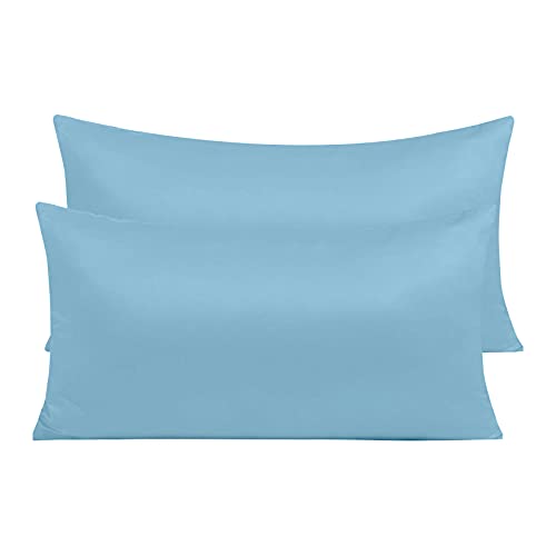 Kissenbezüge aus Mikrofaser 45x70cm, mit Reißverschluss, Atmungsaktiv, Weich, Knitterfrei, Farbe Blau von H HANSEL HOME