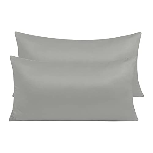 Kissenbezüge aus Mikrofaser 45x70cm, mit Reißverschluss, Atmungsaktiv, Weich, Knitterfrei, Farbe Grau von H HANSEL HOME
