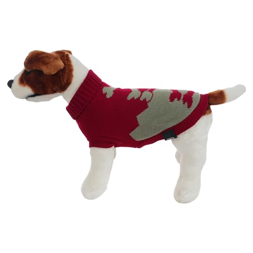 Warme Hundepullover für Kleine und Mittelgroße Hunde, Winterstrickpullover für Hunde und Haustiere - Rot und Grau, M von H HANSEL HOME