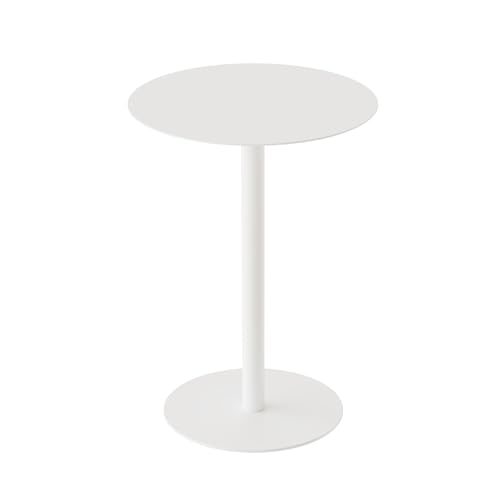 HOMEWINS Runder Beistelltisch Weiß, Modern Design Matte Textur, Hochwertige Metall Couchtisch, Nachttisch, Kaffeetisch, Sofatisch - W40 x H60cm von H HOMEWINS