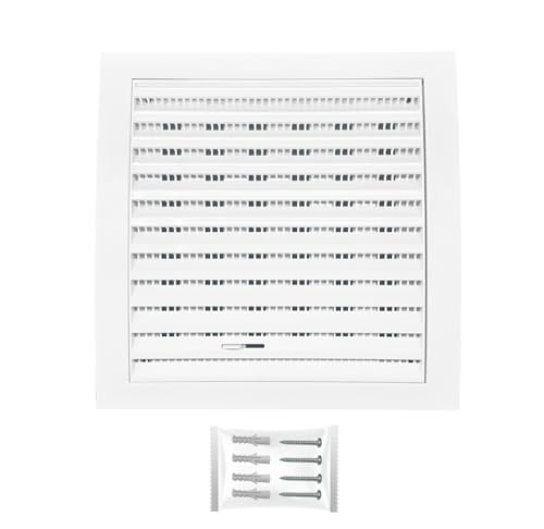 H&C VENT Lüftungsgitter 190 x 190 mm Weiß mit Schieber und Insektenschutz- HVAC Abdeckkappe für Abluftkanäle ABS- Dunstabzugshaube Rohr quadratisch Luftzufuhrsystem Element von H&C VENT