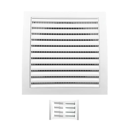 H&C VENT Lüftungsgitter Ø 125 mm Durchmesser 190 x 190 mm Weiß Abluftabdeckung mit Insektenschutz - HVAC Duct Cap ABS- Dunstabzugshaube Rohr quadratisch Luftzufuhrsystem Element von H&C VENT