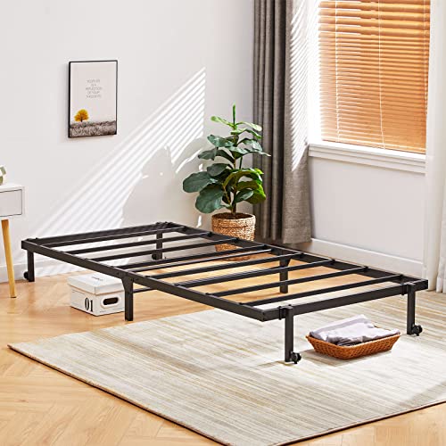 H.J WeDoo Einzelbett Klappbett Metallbett Einzel Bett Metall Bettgestell Gästebett mit Vier Doppellauf-Rollen 90 x 196 cm, Schwarz von H.J WeDoo