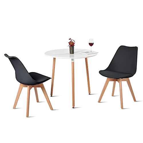H.J WeDoo Essgruppe mit 1 Tisch 2 Schwarz Stühle Holztisch und Skandinavisches Stuhl Esstisch Set für Esszimmer Küche Garten von H.J WeDoo