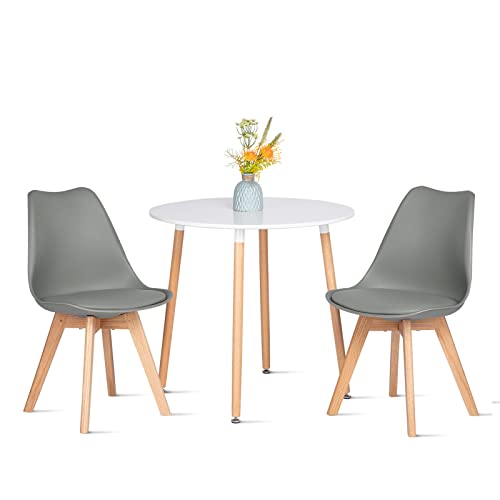 H.J WeDoo Esstisch mit 2 Eiche Stühle Essgrupp Holztisch und Grau Skandinavisches Esszimmerstühle Esstisch Set für Esszimmer Küche von H.J WeDoo