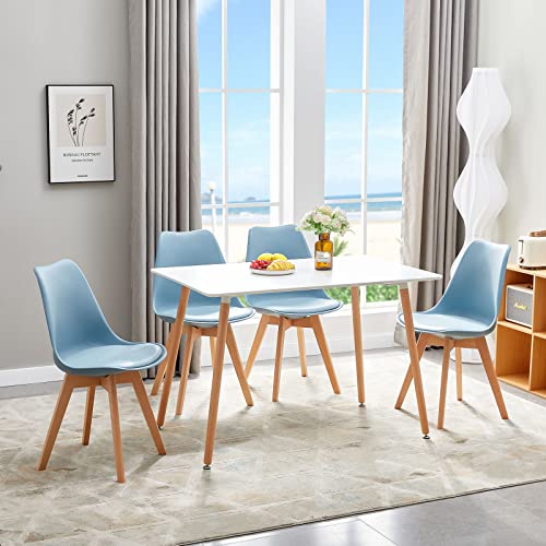 H.J WeDoo Rechteckig Esstisch mit 4 Skandinavischen Esszimmerstühle, Küchentisch Set für Esszimmer Küche Wohnzimmer, Hellblau von H.J WeDoo
