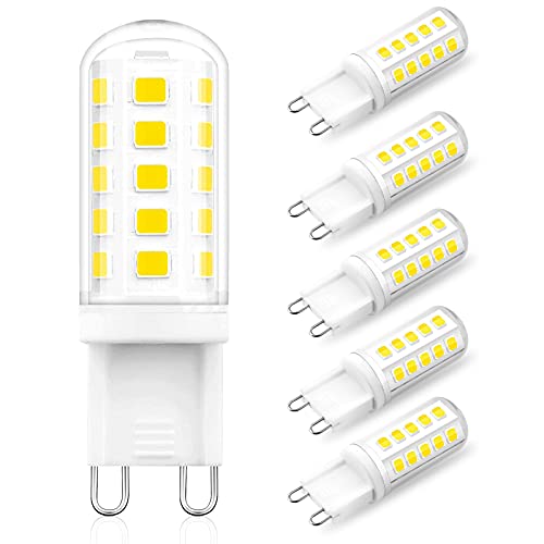 H.W.S G9 LED Lampe 4W 400 Lumen Kein Flackern Leuchtmittel Ersatz 40W Halogenlampe 360° Abstrahlwinkel Nicht Dimmbar 6 Pack(6000K-daylight) von H.W.S