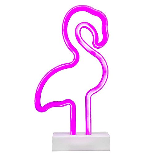 HAB & GUT -L231- NEON Flamingo LED Licht Stehlampe Dekolampe pink, rosa batteriebetrieben mit Sockel von HAB & GUT
