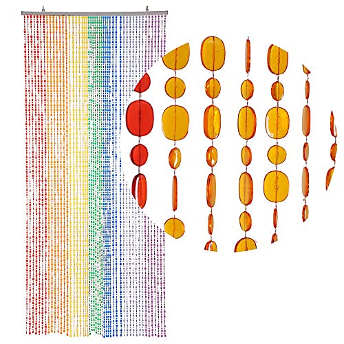 HAB & GUT -DV0222- Türvorhang OVAL, Mehrfarbig, 90 x 200 cm Perlenvorhang Pailettenvorhang von HAB & GUT