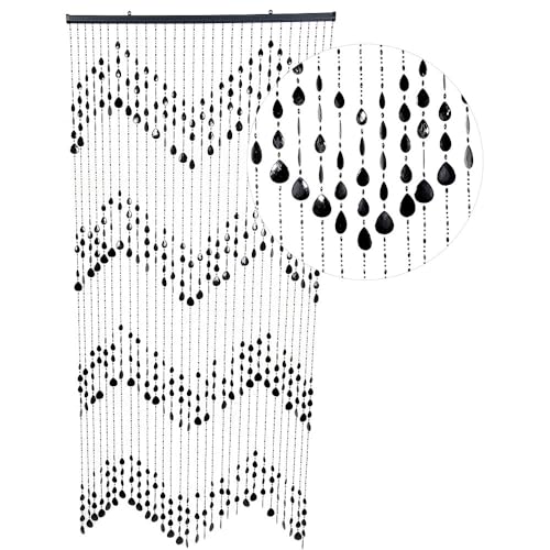 HAB & GUT -DV0323- Türvorhang KLUNKER, schwarz, 90 x 200 cm Perlenvorhang Pailettenvorhang von HAB & GUT