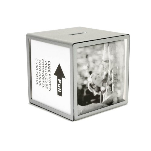 HAB & GUT -FRBOX001- Bilderhalter/Spardose Würfel, silbern 9,5 x 9,5 x 9,5 cm, Rahmen für 5 Fotos von HAB & GUT