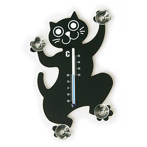 HAB & GUT -TG004- Fensterthermometer Schwarze Katze schwarzer Kater mit Saugnäpfen von HAB & GUT