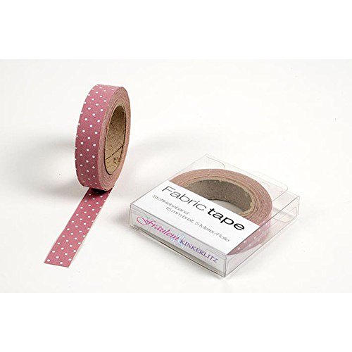 HAB & GUT -TT011V- selbstklebendes Stoffband Stofftape Weisse Punkte, ALT ROSA, Masking Washi Tape, Länge 5 m von HAB & GUT