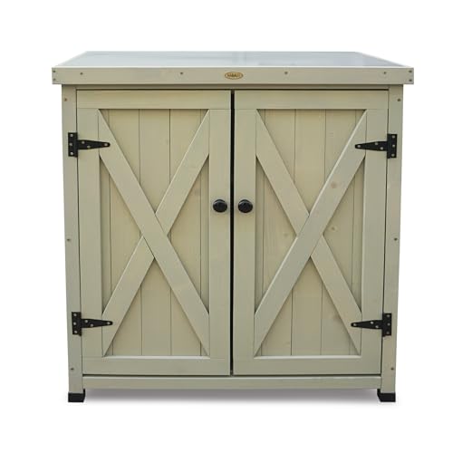 Habau 3093 Gartenschrank Laura mit integriertem Pflanztisch, grau, 80 x 45 x 92 cm von HABAU