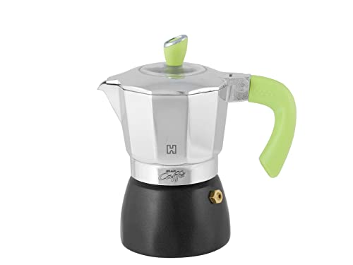 HABI Gran Caffè Aluminium-Kaffeemaschine 2 Tassen Moka für Kaffee, Material, Multicolor von HABI