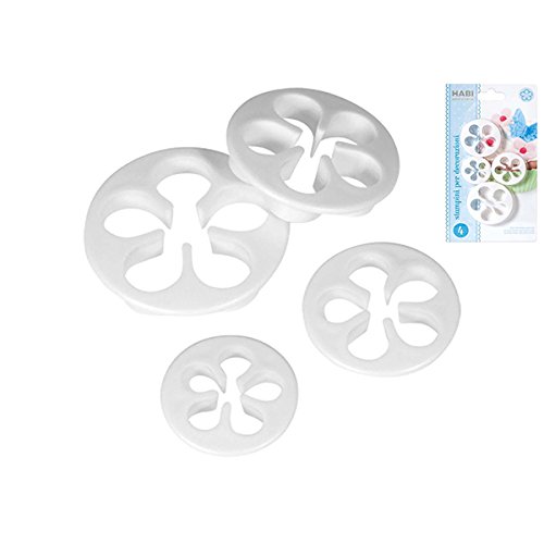 HABI 1364 Packung 4 Disks Decoratori Polypropylen Blume, Kunststoff/ABS, weiß, 4 Stück von HABI