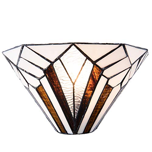 HAES DECO - Tiffany Wandleuchte 31x16x16 cm Weiß Braun Metall Glas Dreieck Wandleuchte Stimmungsleuchte Tiffany Lampe von HAES DECO
