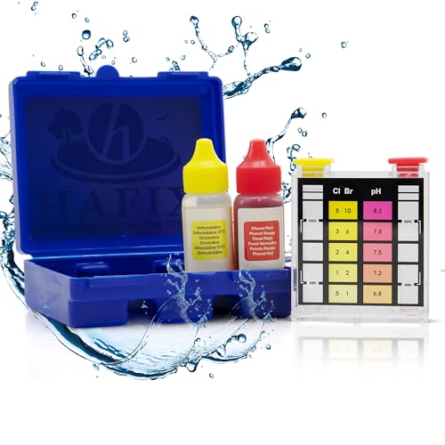 HAFIX pH-Wert Chlor Brom Test-Kit. TestBox zum Testen der Wasserqualität im Pool. 3-in-1 Tester misst Wasser von Whirpools, Pools, Spas u.v.m. Unkompliziert & schnell Wassertester Schwimmbad für Spaß. von HAFIX
