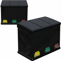 Premium Mülleimer Abfalleimer Abfallbehälter Trennsystem Mülltrenner Recycling 3x8L Schwarz von HAGO