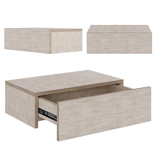 Premium Nachttisch Wandregal Kommode Wandboard Nachttischschrank mit einer Schublade schwebend hängend Eiche von HAGO