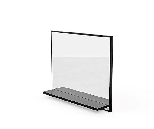 HAJDUK FURNITURE Badspiegel mit Ablage Schwarz - H:50 x B: 60 cm - Bathroom Mirror - Moderner Badezimmer Spiegel Rechteckig - Wandspiegel mit Regal - Premium-Linie von HAJDUK FURNITURE