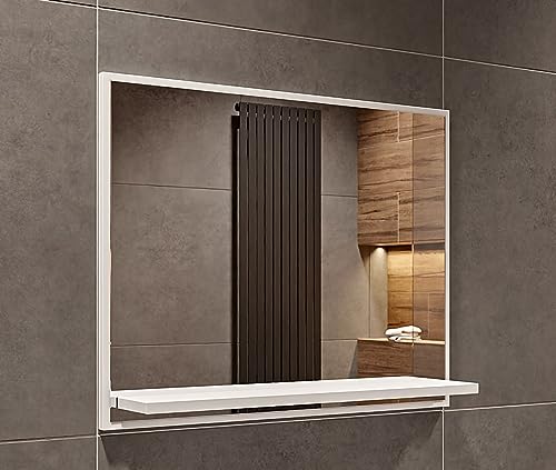 HAJDUK FURNITURE Badspiegel mit Ablage Weiß - H:50 x B: 60 cm - Bathroom Mirror – Wandspiegel mit Regal – Badezimmerspiegel - Bad Spiegel Hängespiegel Premium von HAJDUK FURNITURE