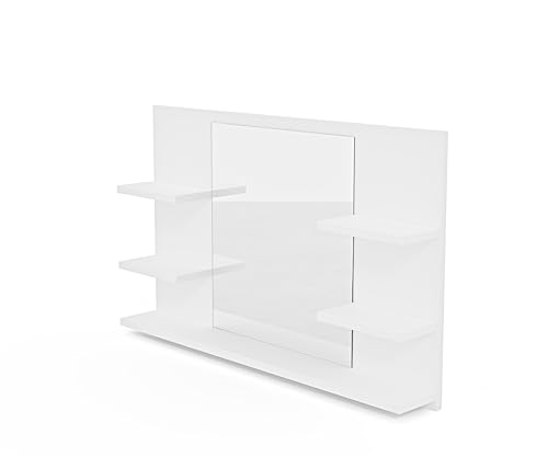 HAJDUK FURNITURE Spiegel Weiß 80 cm x 50 cm mit 5 Ablagen, Klassischer Wandspiegel, Badezimmerspiegel, Badspiegel mit Ablage, Spiegel Gäste WC von HAJDUK FURNITURE