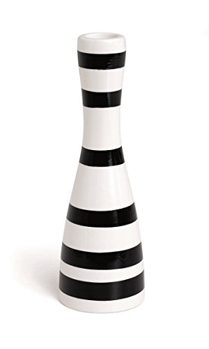 Kähler Kerzenständer H20 cm Omaggio Originaldesign mit Streifen, schwarz von HAK Kähler