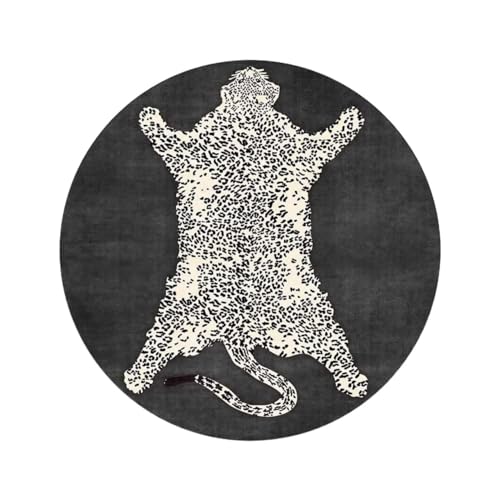 HALAHAI Teppich Teppiche Wohnzimmer Leopardenmuster-Teppich Für Wohnzimmer, rutschfest, Waschbar, Vintage-Teppich Für Schlafzimmer, Tier-Fußmatten Teppich Schlafzimmer (Color : Siyah, Size : 140cm) von HALAHAI