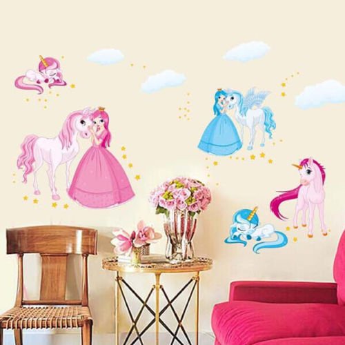 HALLOBO® Wandtattoo Einhorn Wandaufkleber Prinzessin Wandsticker Kinderzimmer Mädchen Kinder Baby Babyzimmer von HALLOBO